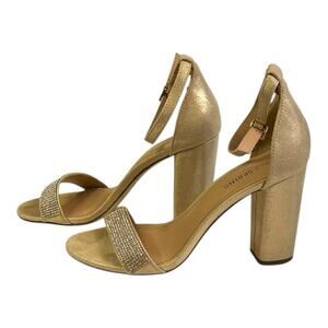 Call It Spring Gold Glittering Embellished High Heel Block Heel-7.5M